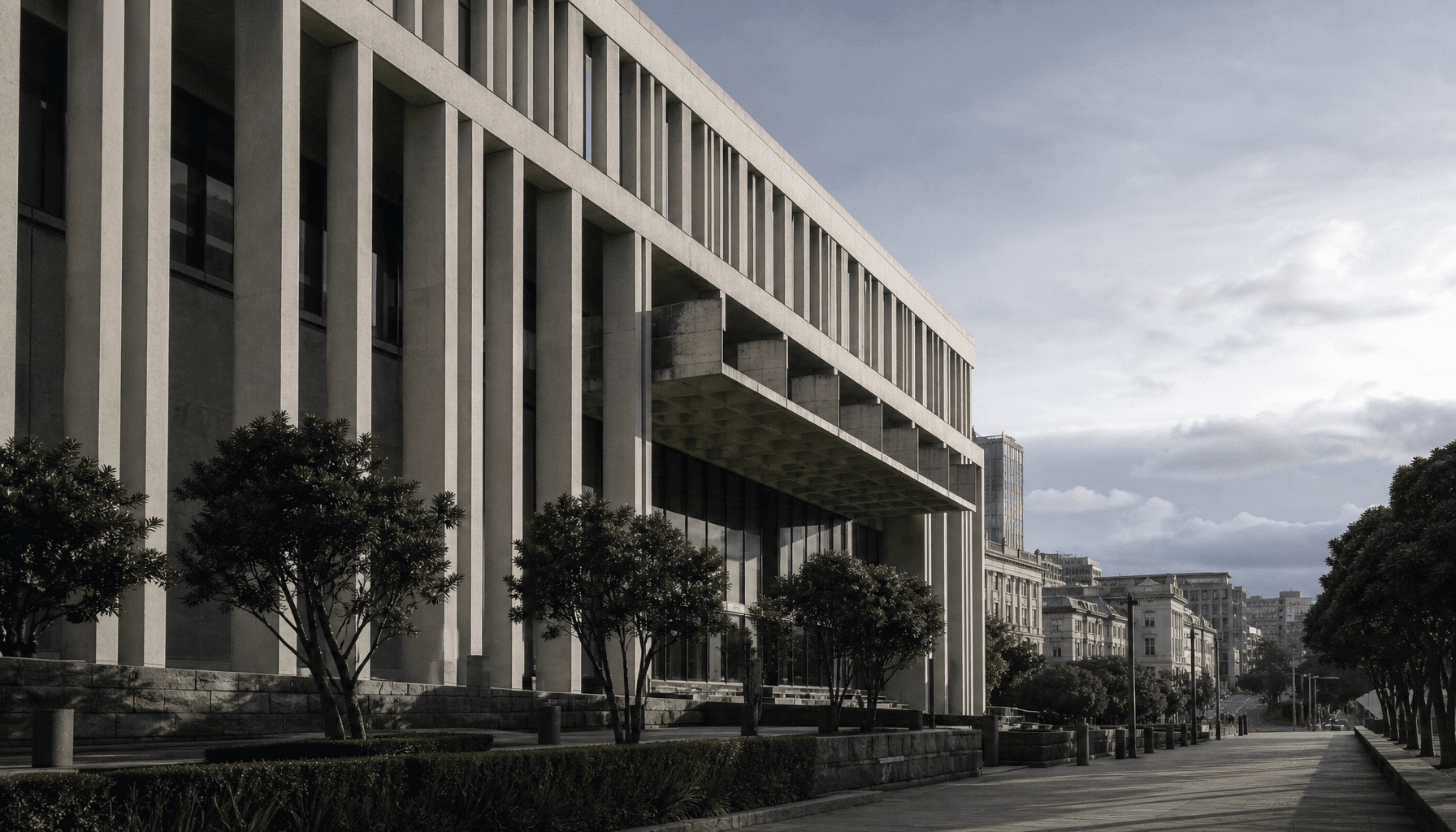 Reserve Bank of New Zealand building on The Terrace, Wellington, in cool morning light