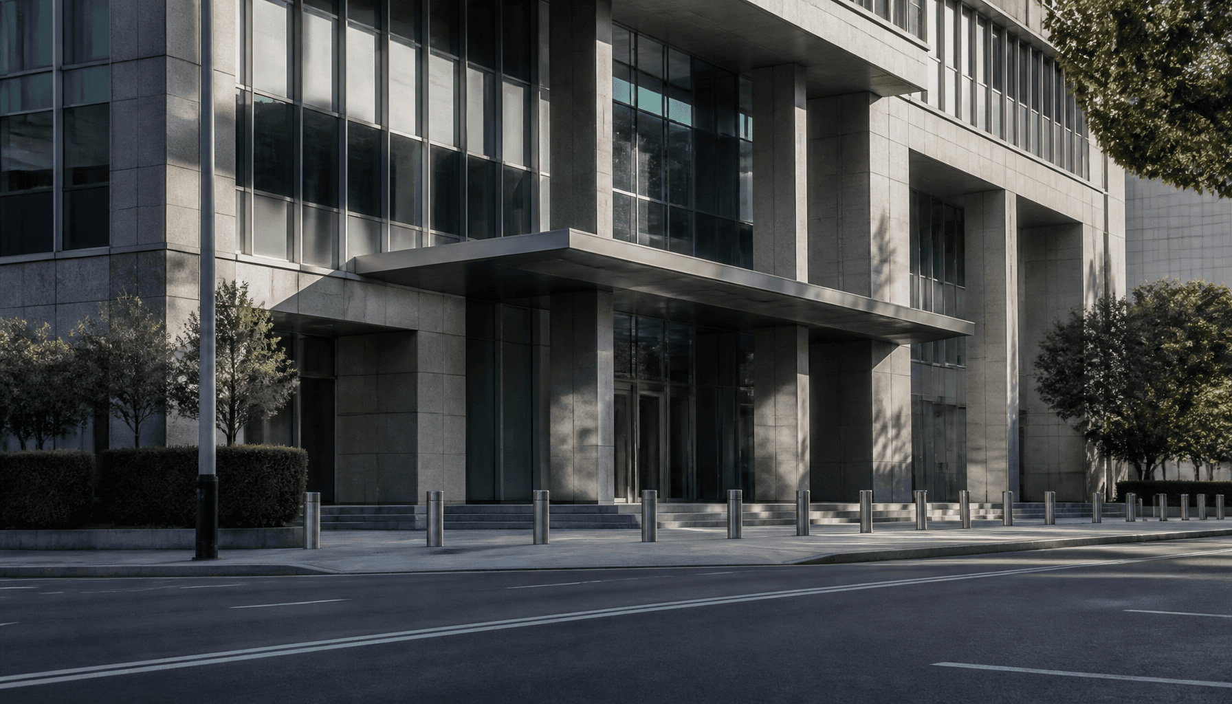 Reserve Bank of New Zealand's Wellington office building exterior in late-afternoon light