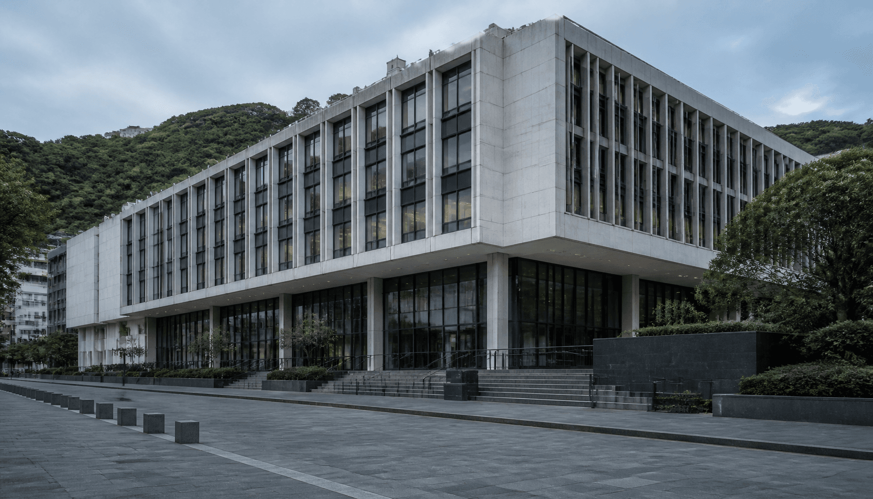 Reserve Bank of New Zealand building on The Terrace, Wellington, under cool morning light.